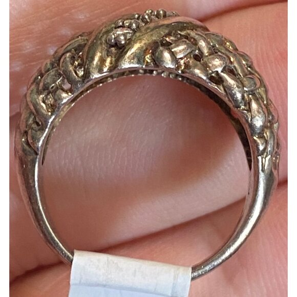 Ring Size 8 Gold Accents CZ Sterling Silver 925 Women Semi-Precious Stone - Picture 5 of 13